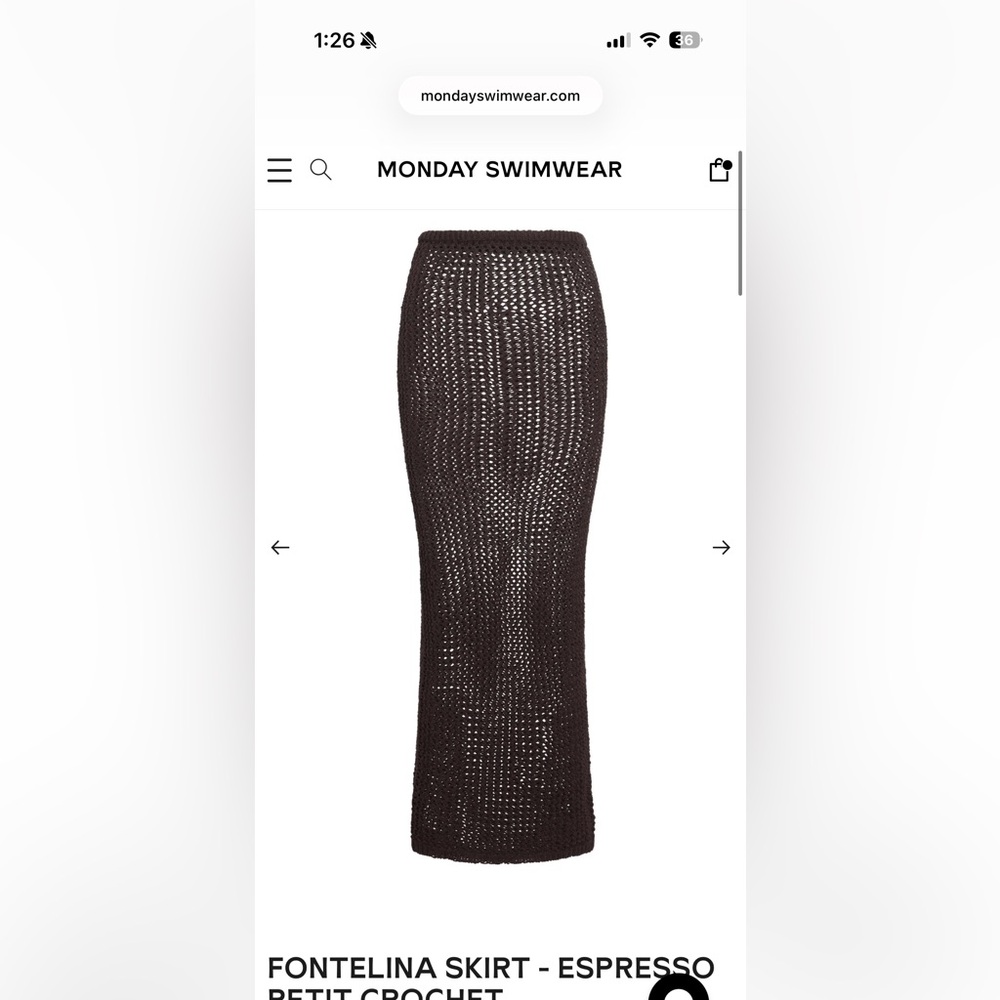 Monday swimwear fontelina skirt espresso crochet brown small